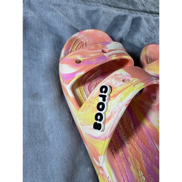 Crocs womens 6 sandels pink -yellow-orange open toe - Picture 12 of 16